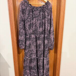 ava and viv maxi dress, long sleeve, size X, black and pink